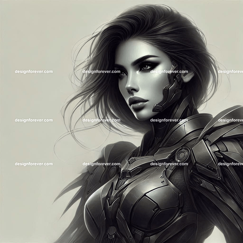 fierce woman in mobile suite armor