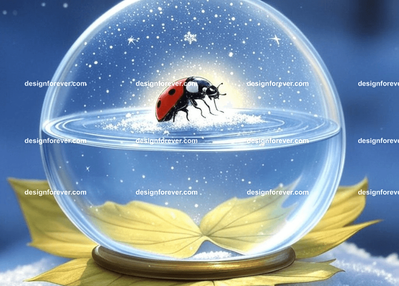 /imagine lady bug in a crystal ball