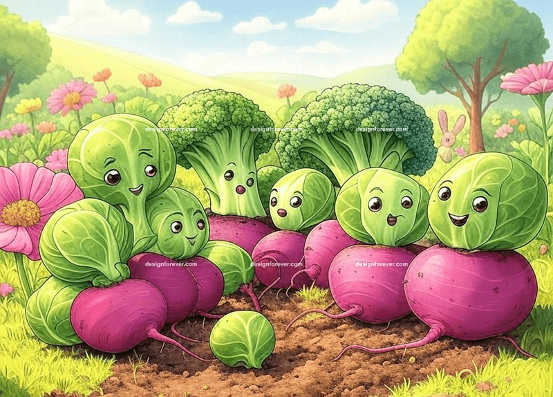 whimsical drawing of vegetables that kids hate