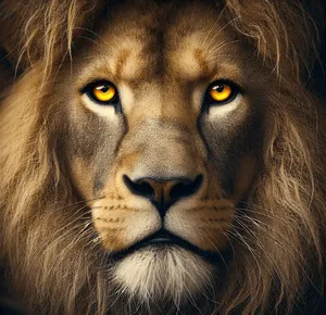 a lion with golden eyes