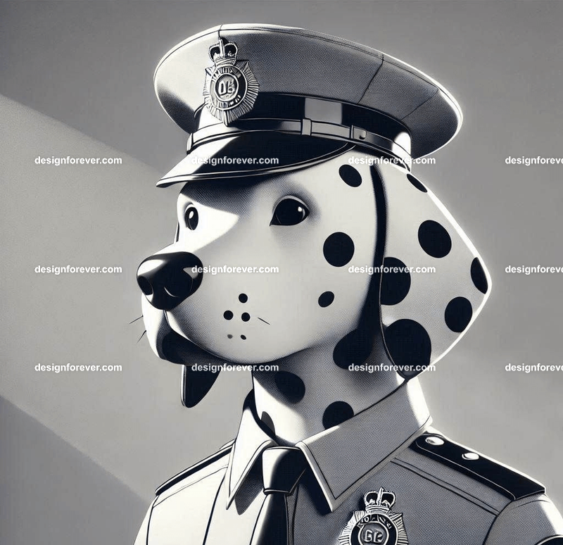 dalmation dressed as policeman