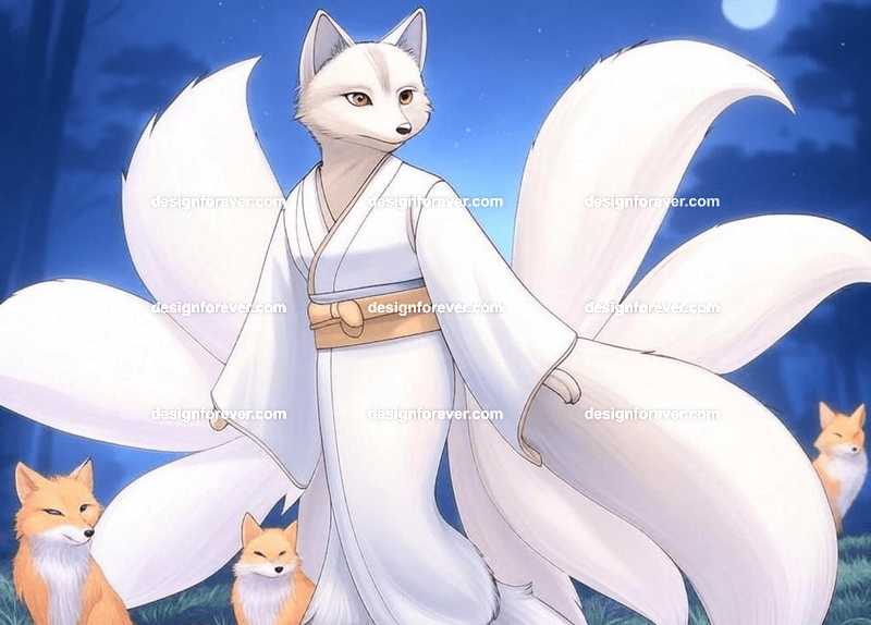 Kitsune in a silk kimono