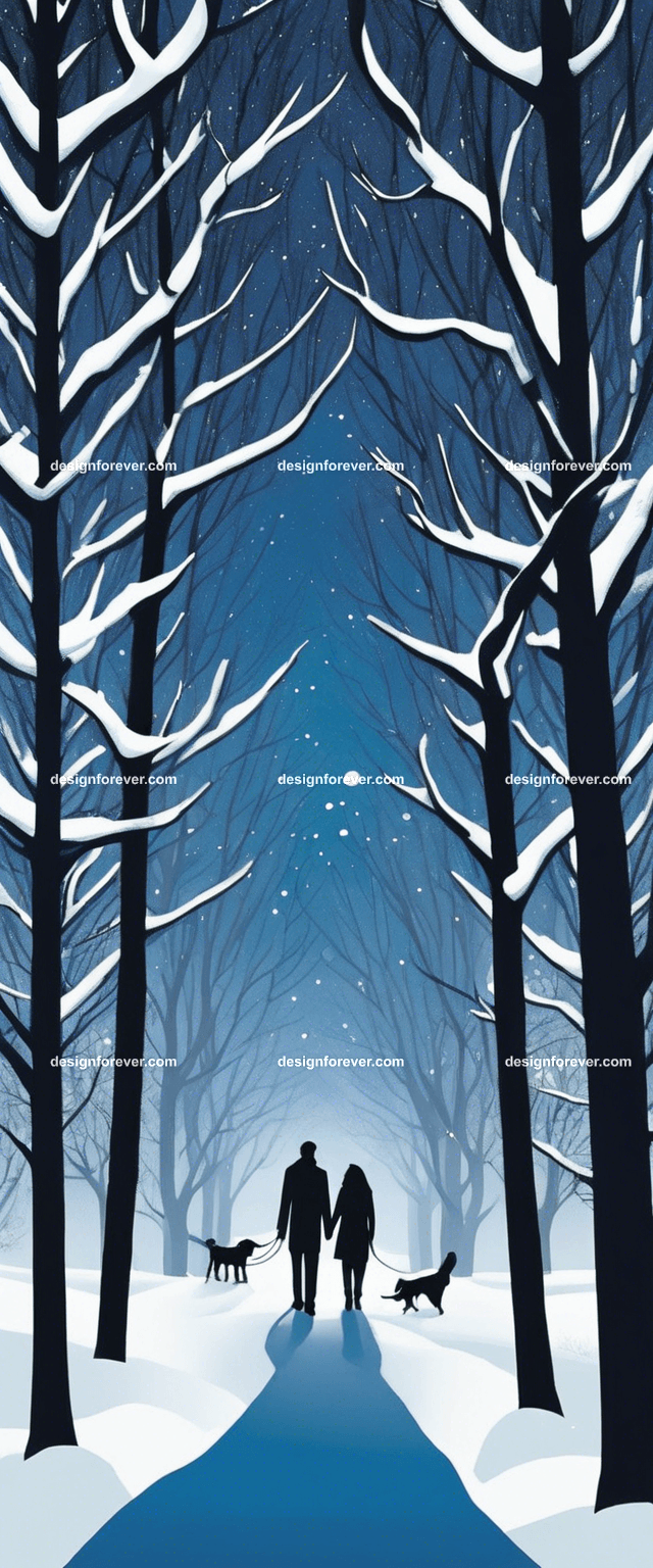 a couple walking dog evening