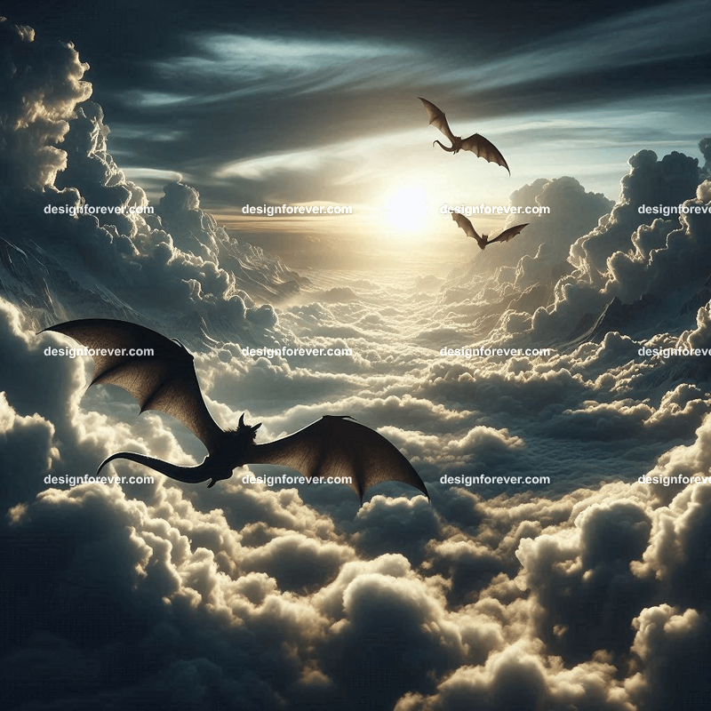 The flight of the banshees above majestic clouds