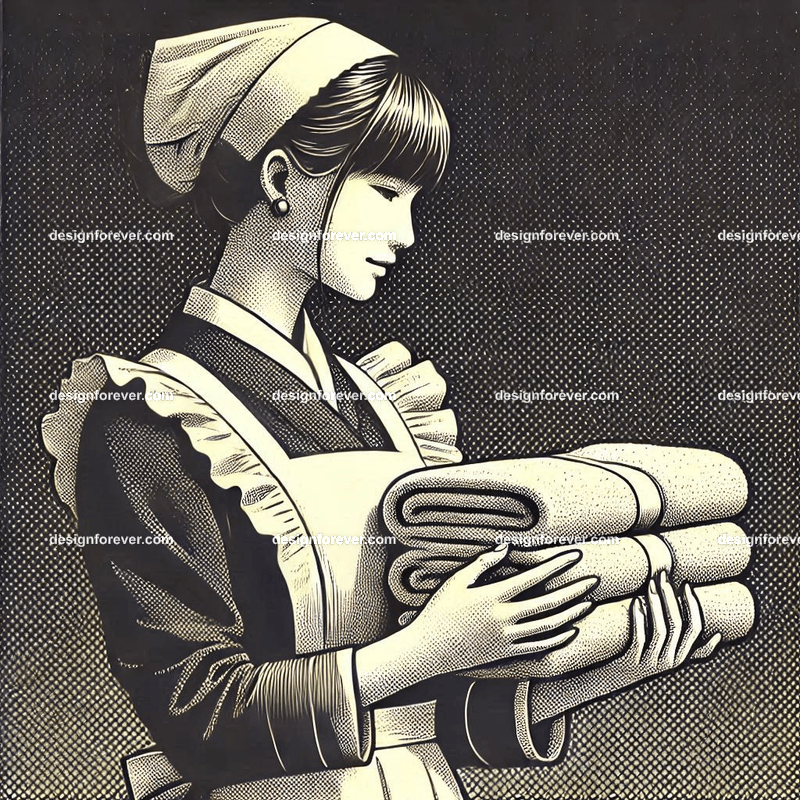 the hotel maid with towels