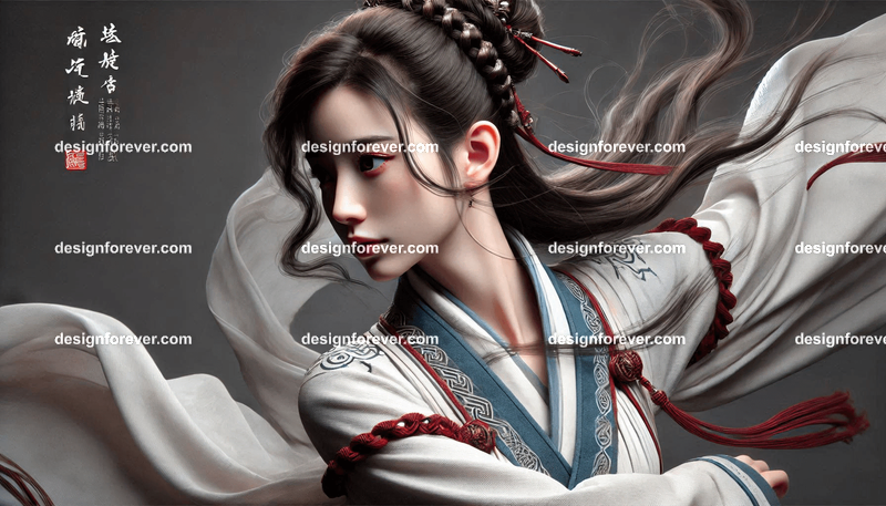 wuxia female in wuxia clothing