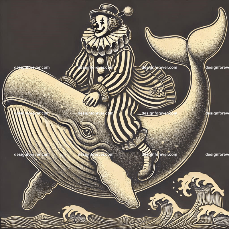 the clown riding the whale