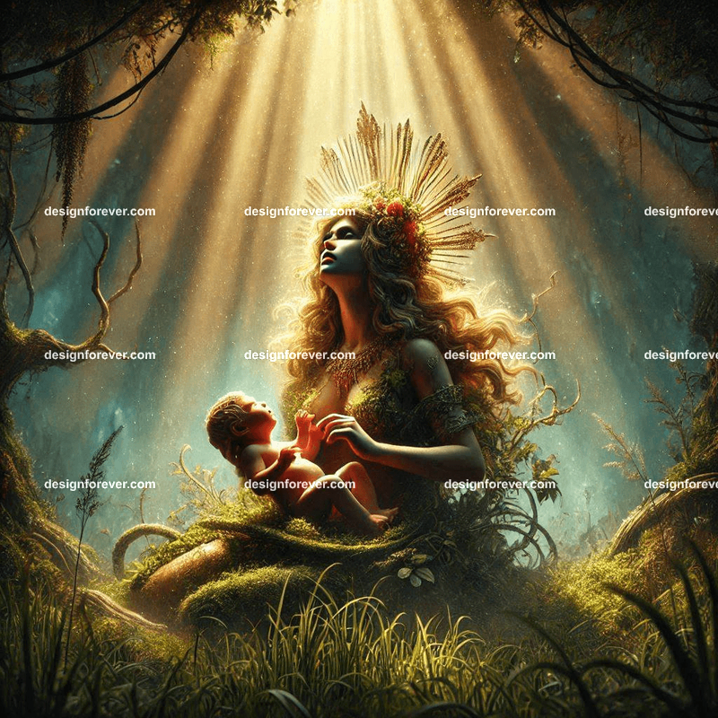 The birth of goddess in forest
