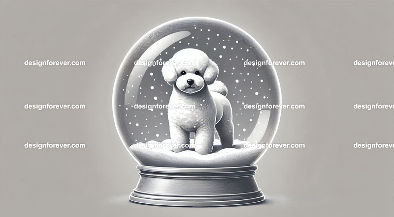 bichon within glass bowl like a snow globe