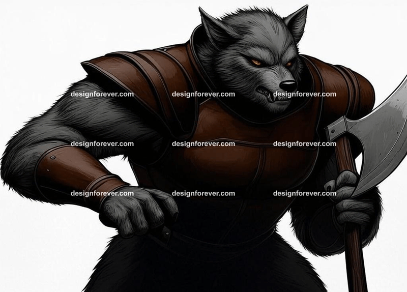 Werewolf clad in leather armor with an axe