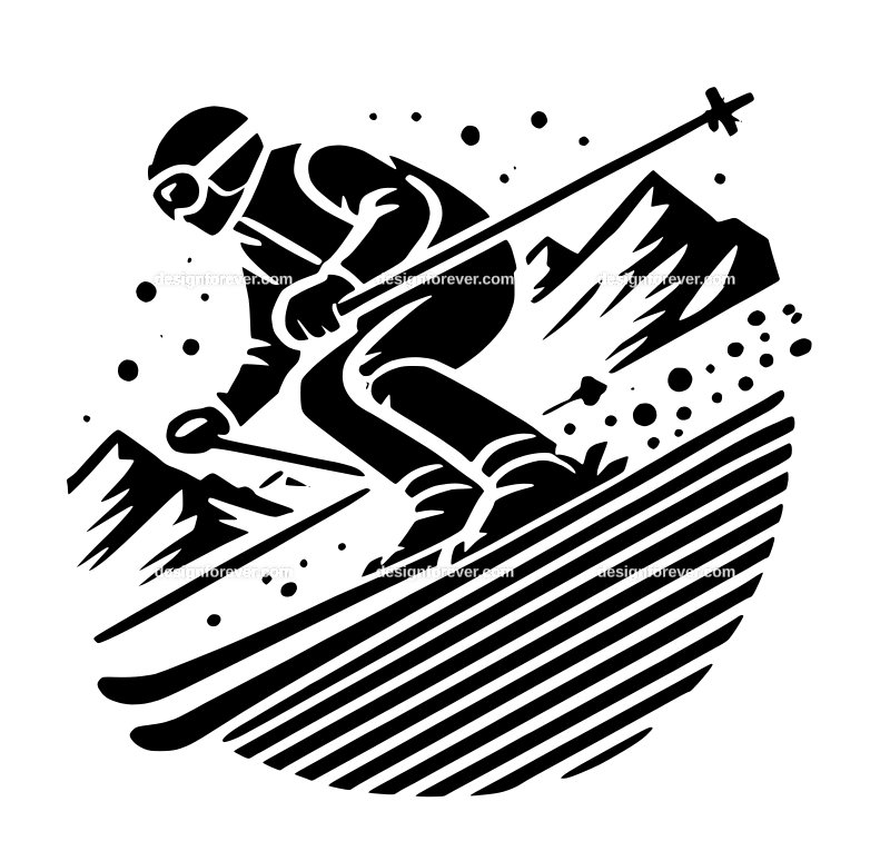 skiing graphic logo