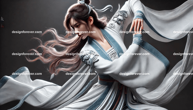 elite wuxia fighters with inner energy defense pose