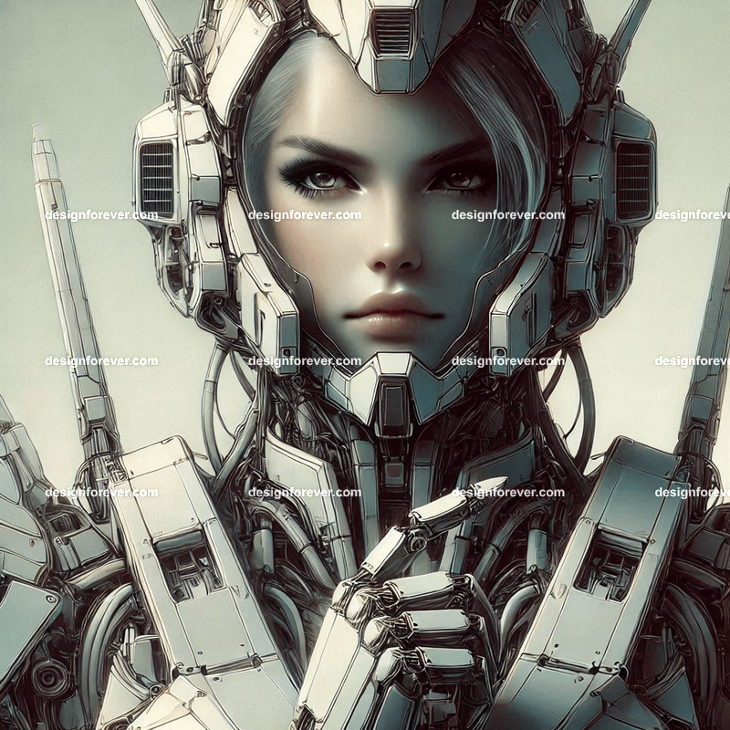 fierce woman in mobile suite armor like gundam