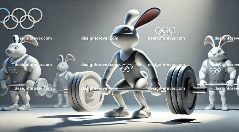 Anthropomorphs rabbit weight lifters at olympics