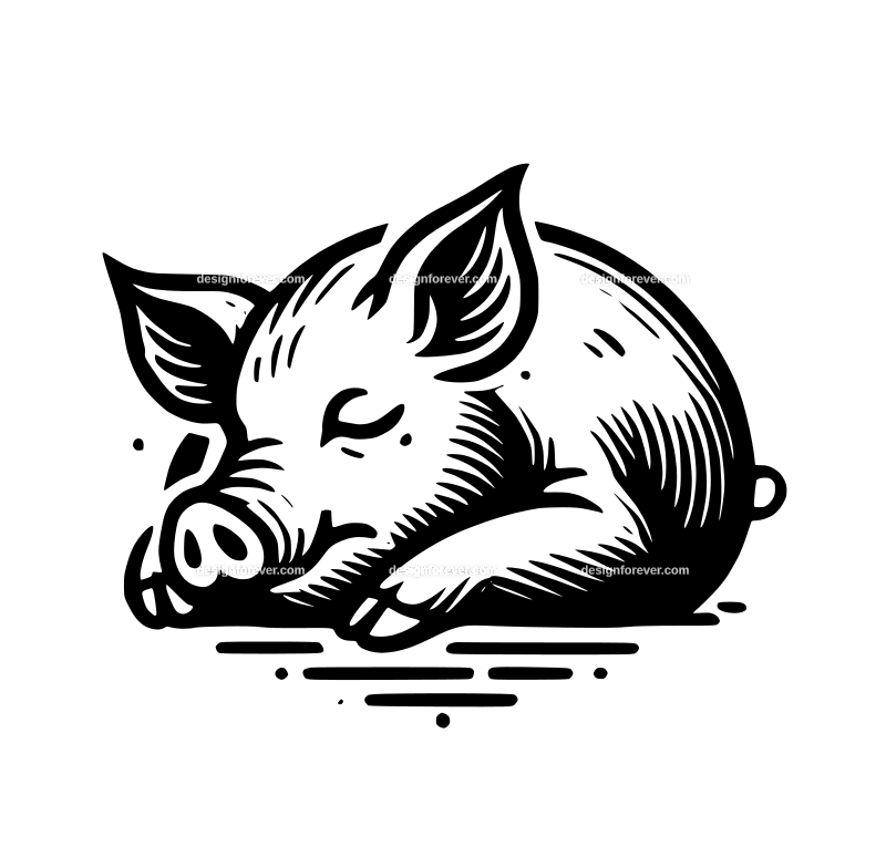 the sleeping pig graphic logo