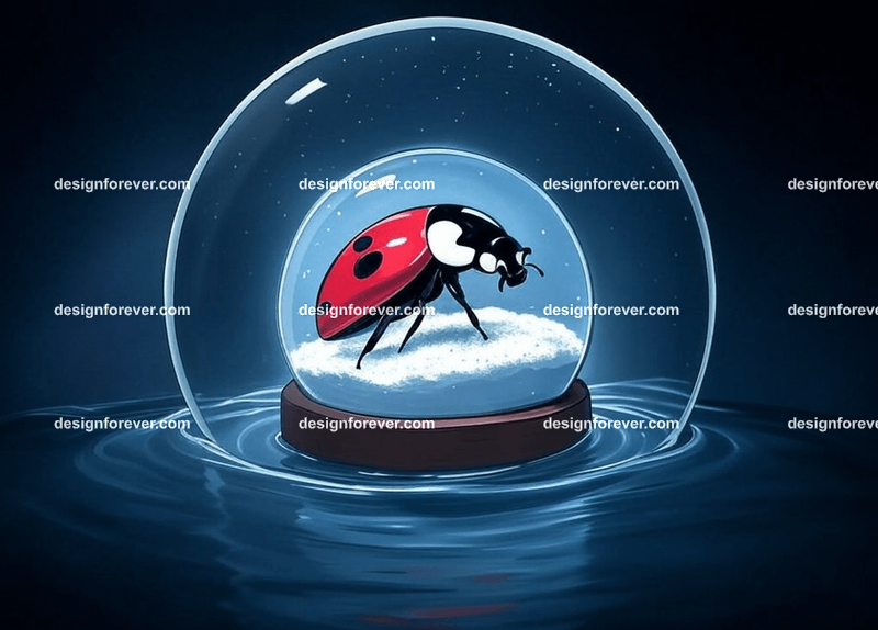 /imagine lady bug in a crystal ball