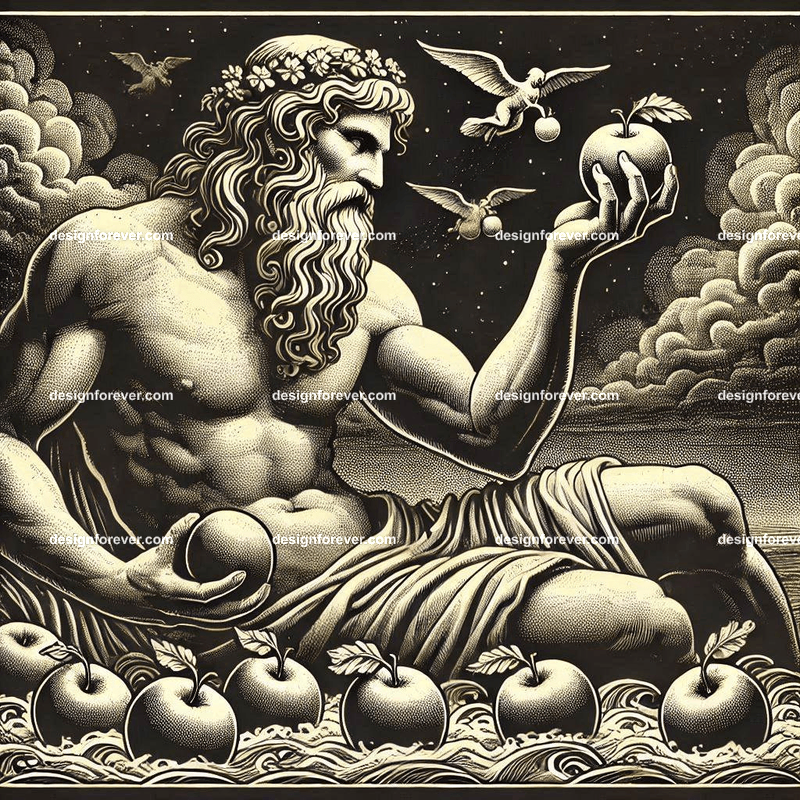 zeus obtaining the golden apples of the Hesperides