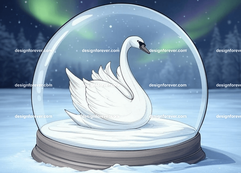 swan in crystal ball glass orb