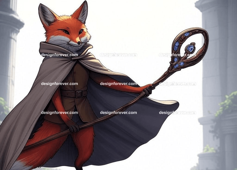 Cunning fox in a flowing cloak