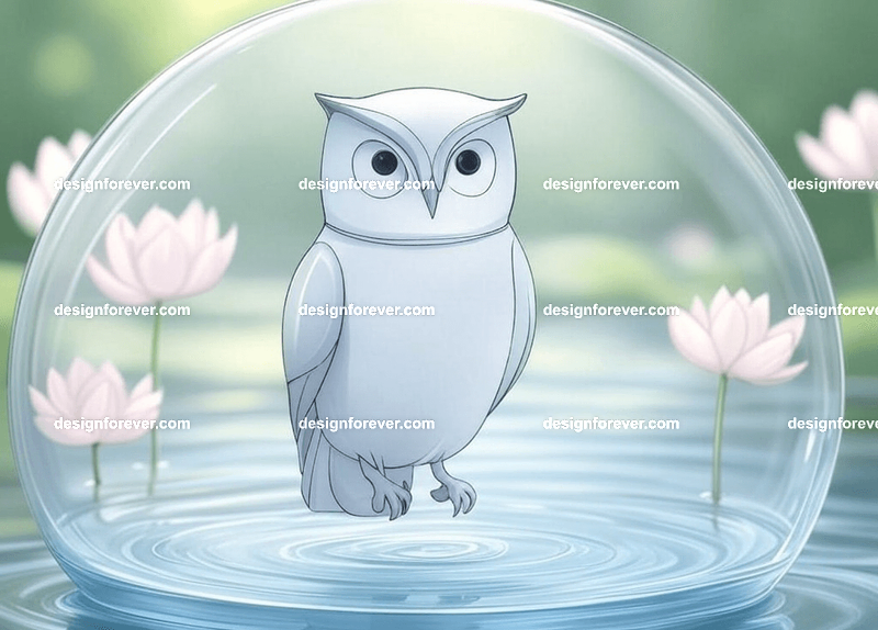 owl in glass bowl