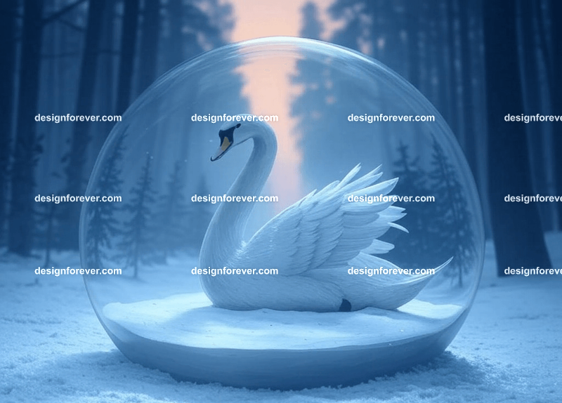 swan in crystal ball glass orb