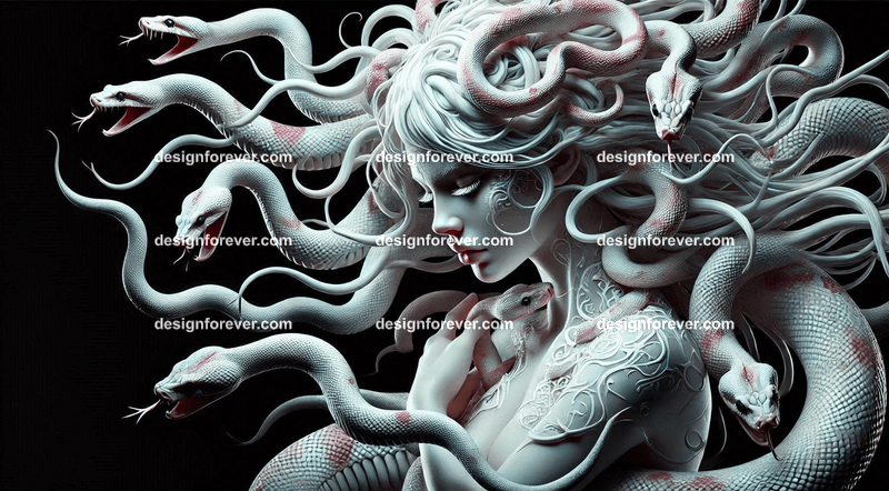 Medusa in skin of snake