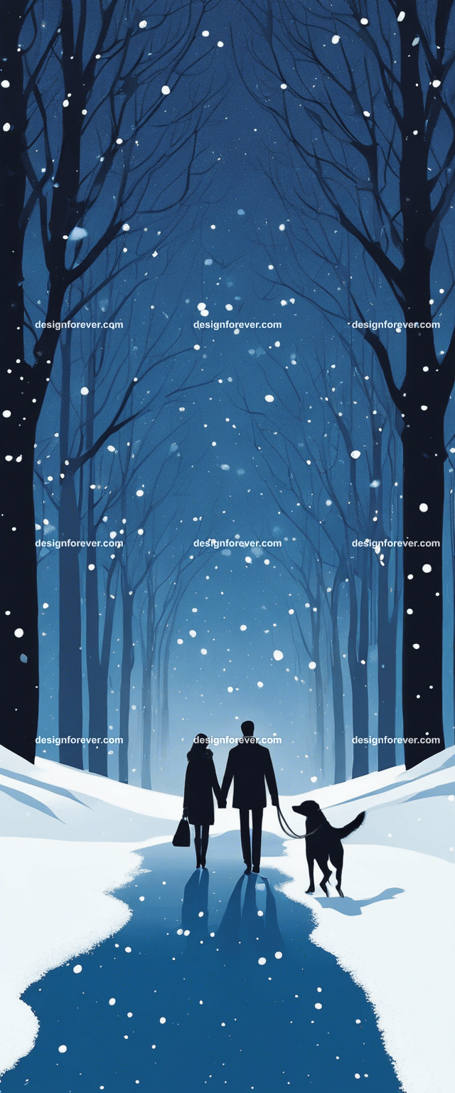 a couple walking dog evening