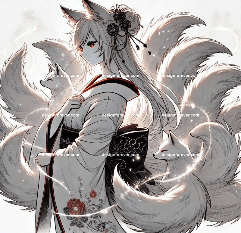 Kitsune in a silk kimono