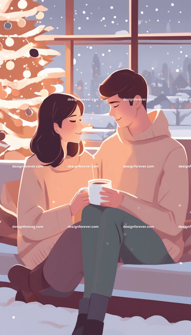 a couple wife husband girlfriend boyfriend celebrating new years xmas christmas holiday