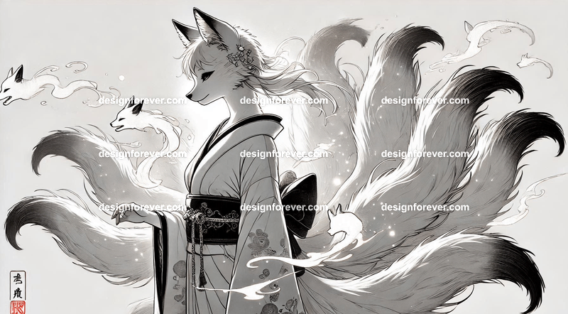 Kitsune in a silk kimono