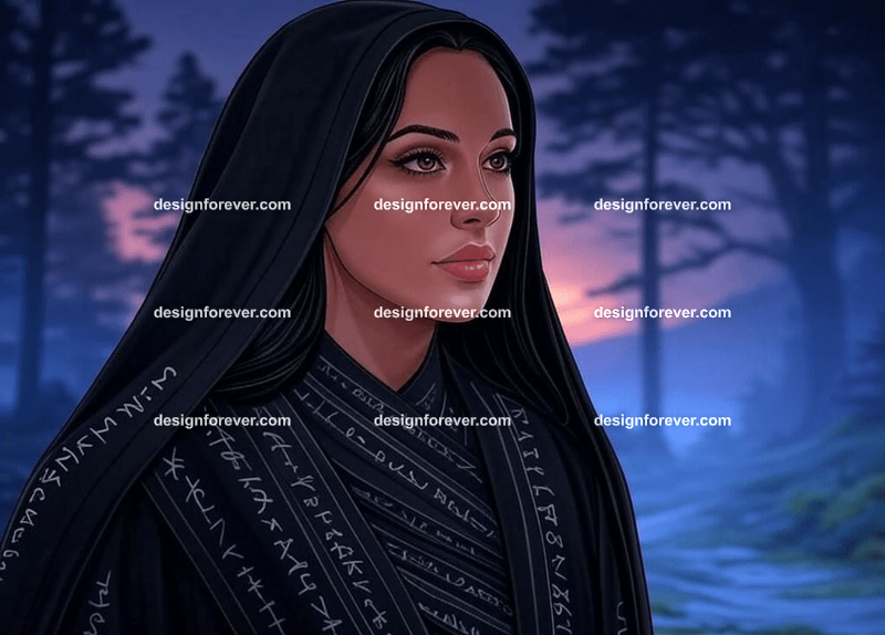raven with ancient runes