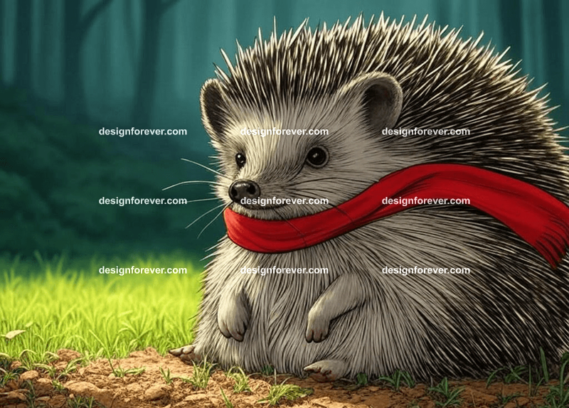 hedgehog as aristocrat with red scarf
