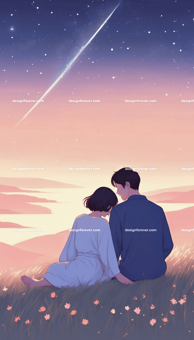 couple on hillside evening