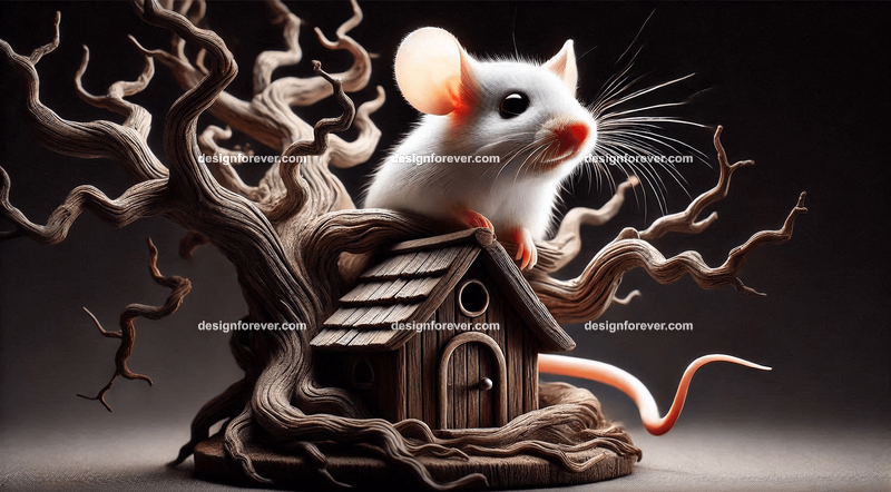 mouse within a tree in a small house