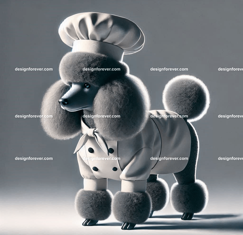 poodle dressed as chef