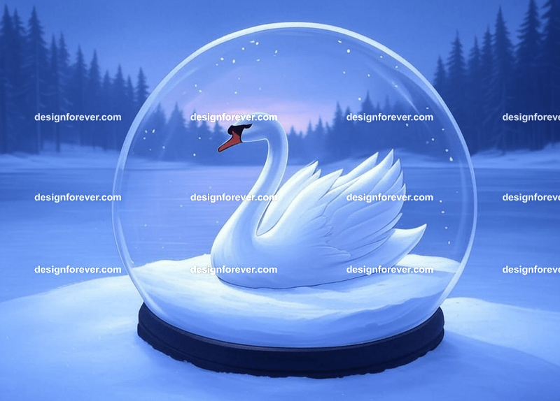 swan in crystal ball glass orb