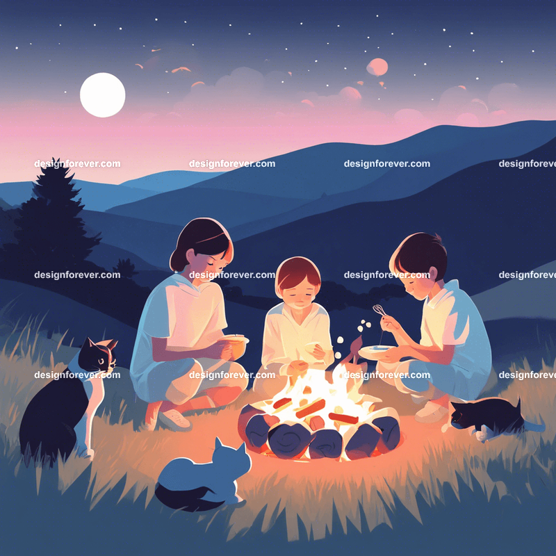 wedding at open fire camping