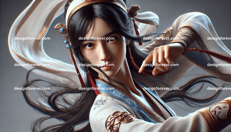 elite wuxia fighters with inner energy defense pose
