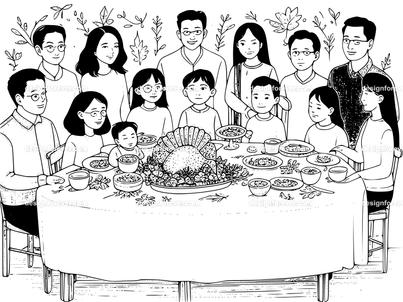 thanksgiving dinner at home with friends and family