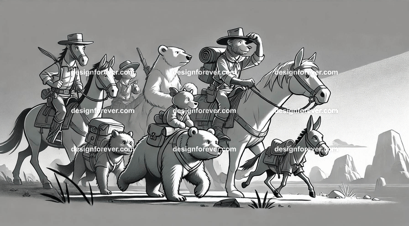 Animals as Storybook Adventurers – Characters styled like classic children's book illustrations, going on adventures