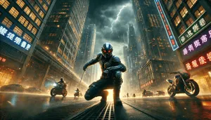 wide angle shot of storm riders from chinese manga