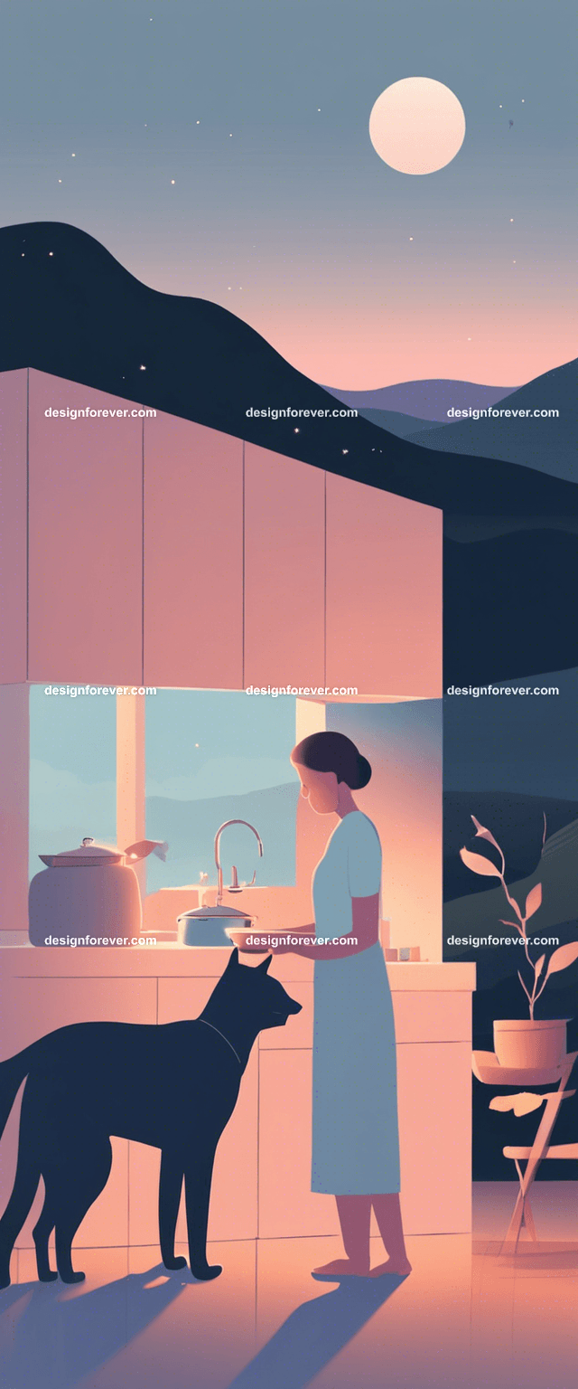 grandmother with child cooking in kitchen evening time with dark sky