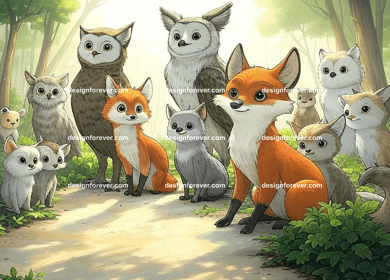 Animals as Storybook Adventurers – Characters styled like classic children's book illustrations