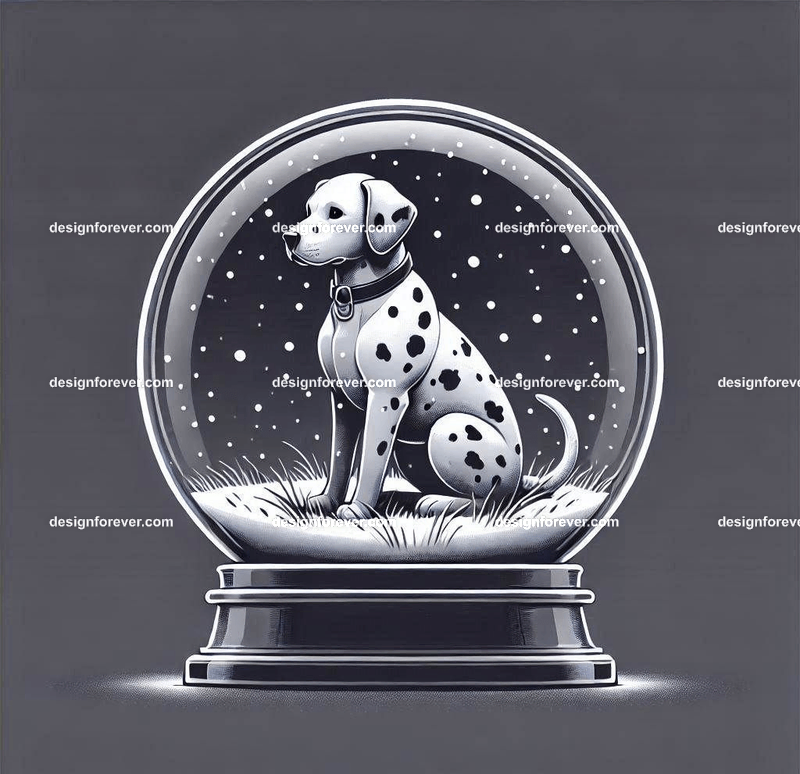 dalmation within glass circular seal