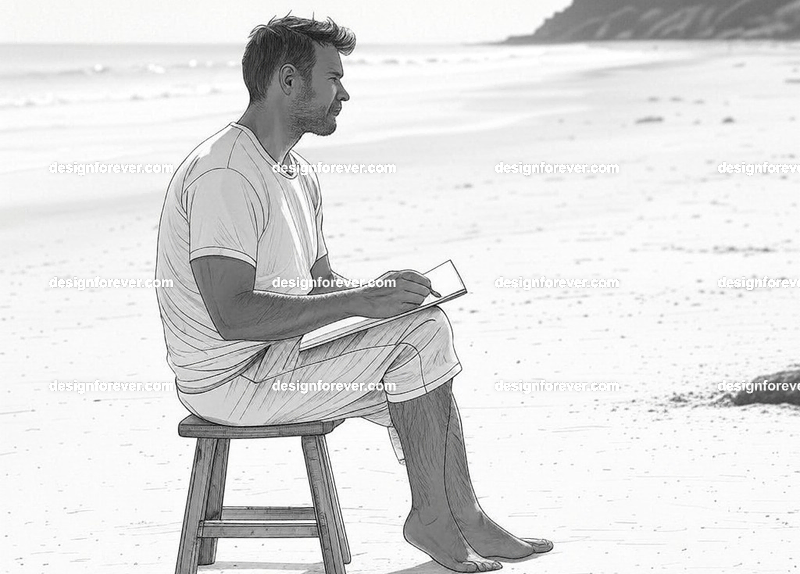 remote worker enjoying beach