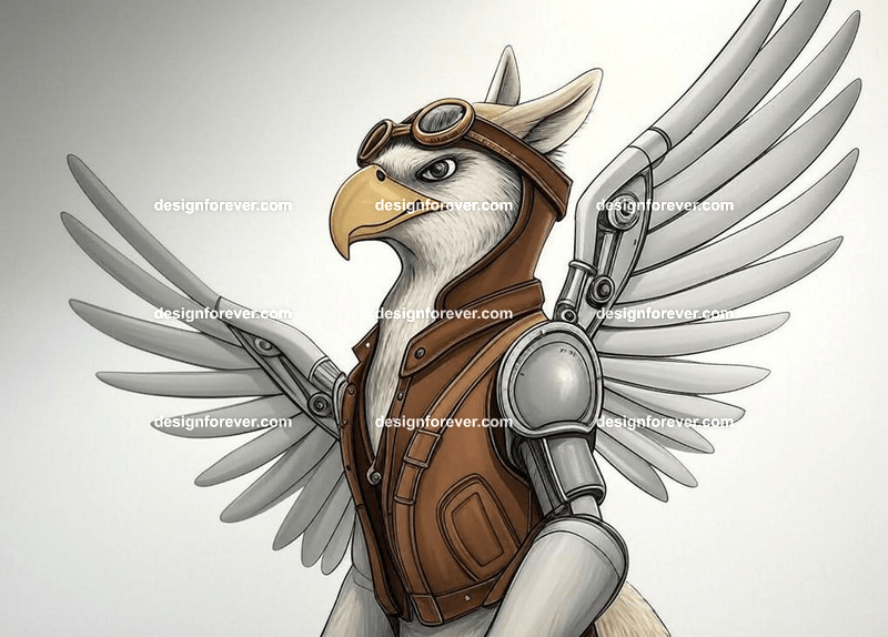 Griffin dressed as a steampunk aviator