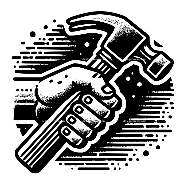 the trusty hammer graphic logo