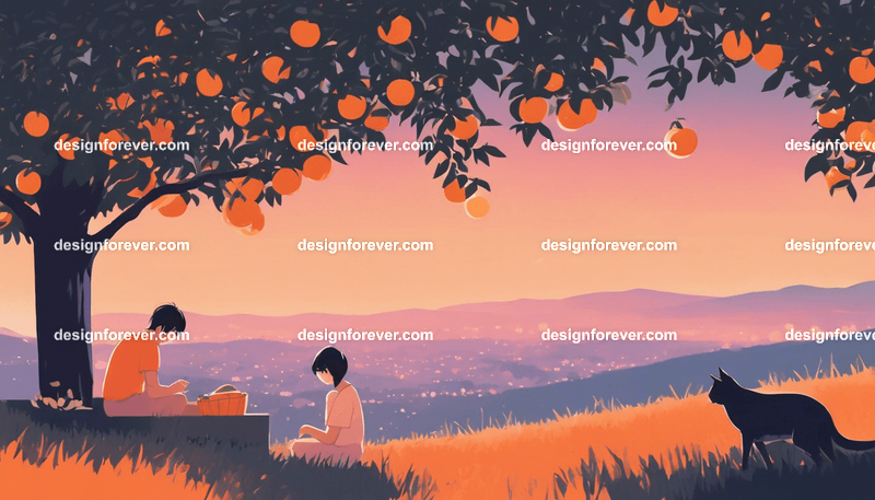 neighbors enjoying lunch under plum tree