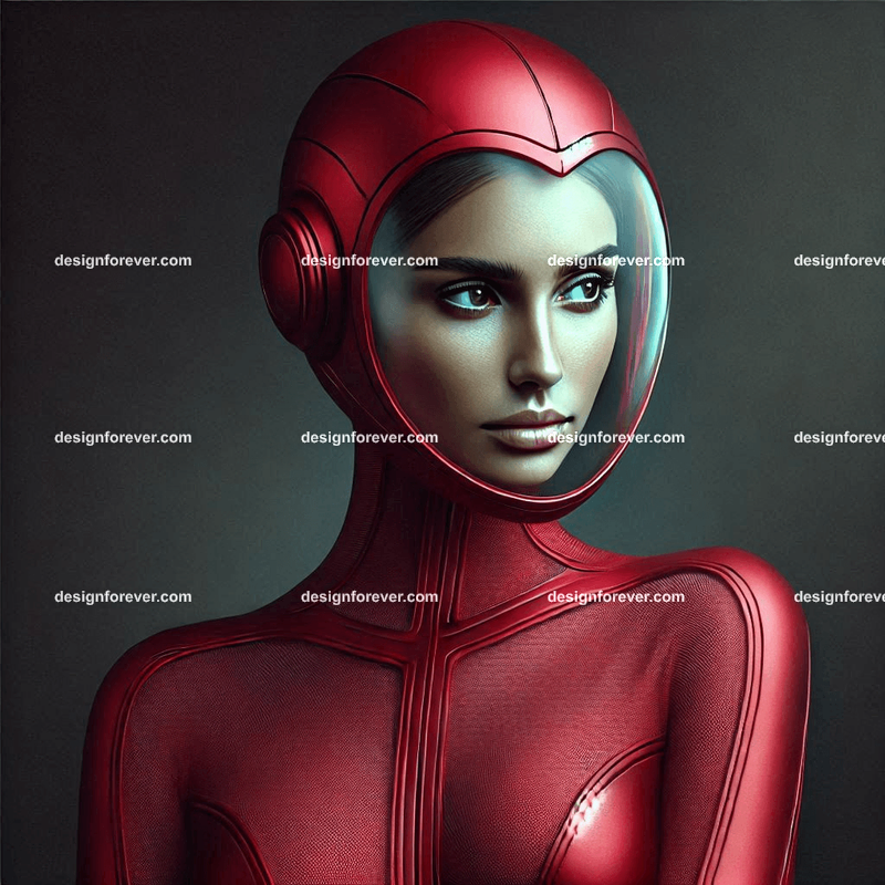woman in red lycra mobile suit