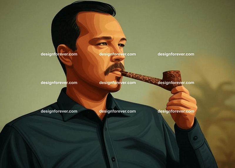 man smoking cigar pipe